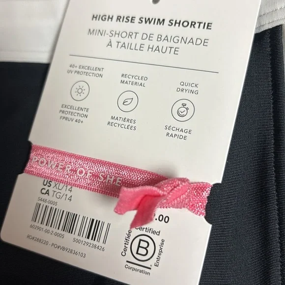 NWT Athleta Girl Reversible High Rise Bikini top & Swim Shortie Size XL/14.